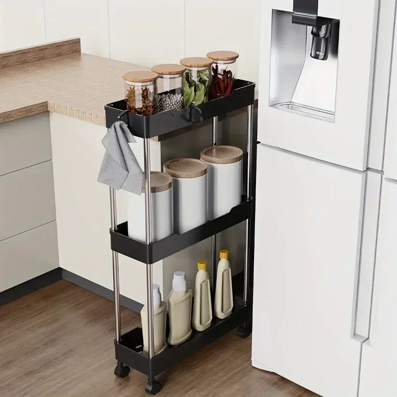 Narrow Type Multi Purpose Gap Storage Trolly Rack Multifunctional Movable Gap Storage Cart